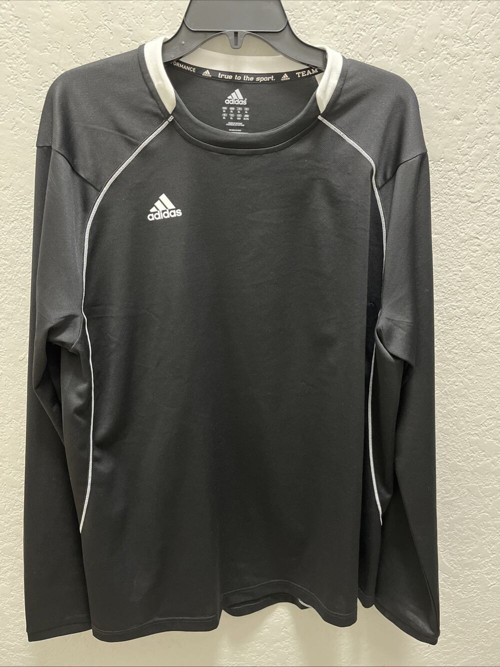 ADIDAS Black Men XL Long Sleeve Shirt Climalite Team Performance